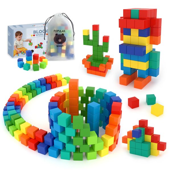 BananMelonBM 100 PCS Magnetic Blocks, Magnetic Building Blocks for Toddlers Age 3-5, Magnetic Blocks for Kids Ages 4-8,Magnetic Cubes, Preschool Educational Sensory Magnet Toys for Boys and Girls