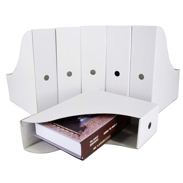 HUAPRINT White Magazine Holder(6 Pack) Cardboard Magazine File Holder-Folder Holder,Magazine Organizer,Document Organizer,Magazine Storage Box,With Labels