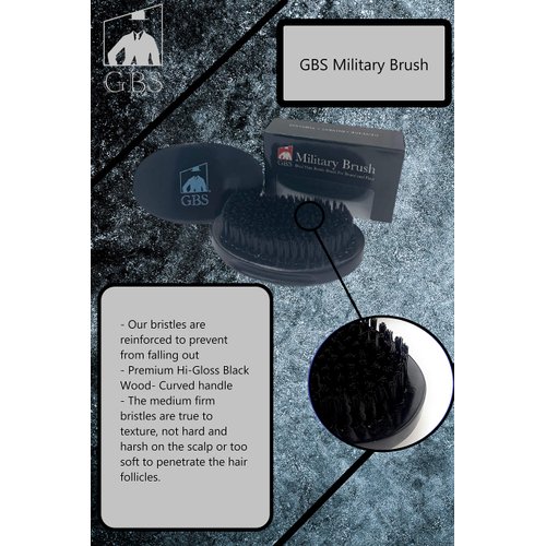 G.B.S Dual Hair Bristle Brush for Beard and Hair Hi-Gloss Block Wood Handle Curved Vegan Bristles