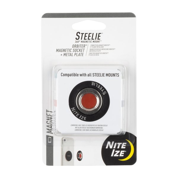 Nite Ize Steelie Orbiter Magnetic Socket and Metal Plate - Car Mobile Phone Holder - Phone Metal Plate - Magnetic Phone Holder - Black