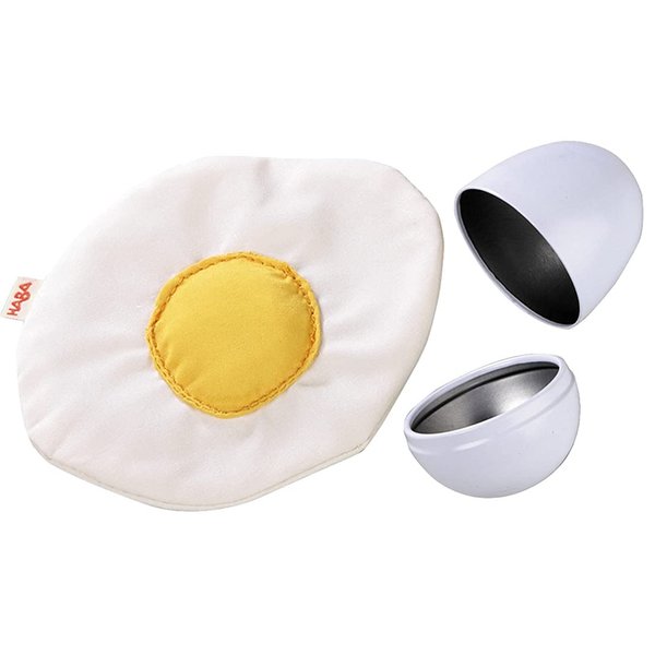 HABA Biofino Soft Fabric Fried Egg in Metal Shell Washable Plush Play Food