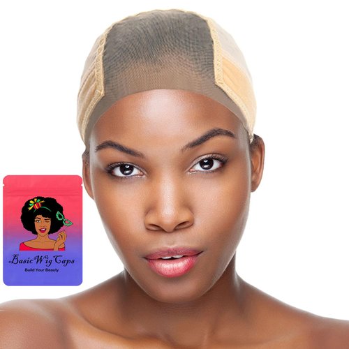 BasicWigCaps Lace Grip Wig Cap for Women 4x5 Transparent Lace Wig Caps Non Slip Wig Gripper for Keeping Wigs In Place Adjustable Wig Cap with Grip Headband Make Your Wigs Glue Free (Tan)