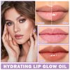 QIUFSSE Korean Clear Lip Oil Tinted Lip Plumper Gloss for Women Big Brush Head Hydrating Lip Glow Oil for Lip Care and Dry Lips - 05 Smoke Gray Pink