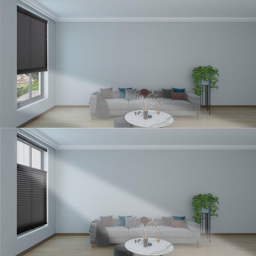 Changshade Custom Top Down Bottom Up Cellular Shades, Light Filtering Cordless Blinds for Indoor Windows, Pull Down Honeycomb Blinds Easy to Install, Black