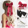 SAWINDA 4PCS Satin Hair Bows for Girls Bowknot Hair Barrette Ribbon Bows Ponytail Holder Accessories with Oversize Tail Wedding Prom Daily Outfits Hair Bow Accessories for Women (Black&Red&Pink&White)