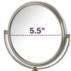 JERDON Model's Choice Two-Sided Tabletop Makeup Mirror - Makeup Mirror with 5X Magnification & Swivel Design - Portable 5.5-Inch Diameter Mirror in Nickel Finish - Model MC105N