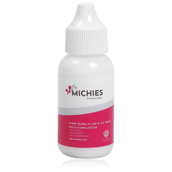 MICHIES Hair Replacement Adhesive Strong Hold Wig Glue,Lace Glue Hair Glue 1.3oz Hair Invisible for Wig Transparent Lace Wigs Glue Waterproof Lace Front Wig Glue for Wigs (38ML)