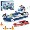 COGO MAN City Police Patrol Boat Building Blocks with Race Boat, Coast Guard Ship Cop Chase Crook Boat Building Toys, Police Toy Gift for Boys Kids Aged 6-12, 285 Pieces