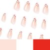 White French Tip Press on Nails Medium Almond - WLGDLH Fake Nails Pink False Nails Press ons Full Cover Nail Tips with Cherry Design Acrylic Nail Kit Stick on Nails for Women 24 Pcs