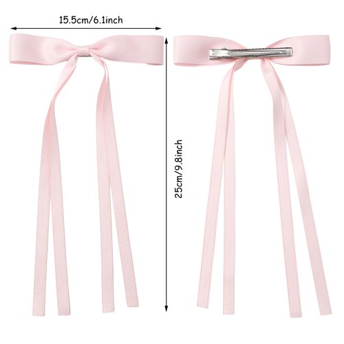 10 PCS Hair Bows for Women, Satin Hair Ribbon with Long Tail Bowknot Hair Clips for Women Girls, Hair Barrettes with Bow Accessories