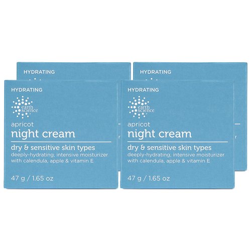 EARTH SCIENCE - Apricot Night Cream with Hydrating Apricot and Vitamin E for Dry Skin (4pk, 1.65 oz)
