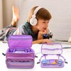 Taladad Upgrade Carrying Case for Tonie box, Double Storage Bag Compatible with Tonies Figures Characters Tonie Organizer with Shoulder Strap,Toniebox Starter Set Purple