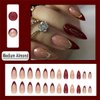 DOCVOEOMH Almond Shaped Press on Nails Medium French Burgundy Acrylic Fake Press Ons Nails with Gold Glitter Design Glue on Full Cover Artificial False Stick on Nail for Girls Women Daily Wear 24PCS