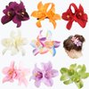 Rowcay Bohemian Flower Hair Clips - 8pcs Artificial Tropical Hibiscus Plumeria Orchid Hairpin Set for Women Girls - Seaside Holiday Bridal Accessories in 8 Colors