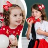 Whaline 6Pcs Red White Uniform Hair Bow Clips Red Plaid Stripe Dot Hair Barrettes Grosgrain Ribbon Alligator Clips for School Hair Accessories Xmas Party, 3 Styles