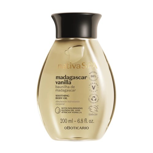 Nativa SPA by O Boticário, Madagascar Vanilla Body Oil, Fragranced Moisturizing Oil to Hydrate and Brighten Skin, 6.8 Ounce