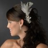 Vintage White Feathers & Crystal Wedding Bridal Special Occasion Hair Comb