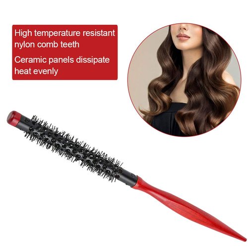 Roller Comb for Men and Women Nylon Bristles Round Salon Hair Styling Brush Comb for Blow Drying Curling Straightening(0.4in)