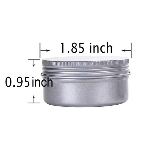 1 Ounce Aluminum Tin Jar Refillable Containers 30ml Aluminum Screw Lid Round Tin Container Bottle for Cosmetic,Lip Balm, Cream, 12 Pack.