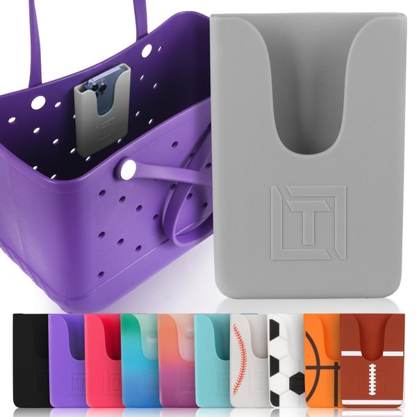 Tributary Brands - Grey Phone Holder for Bogg Bag and Simple Modern Bag - Made of Silicone and Fits All Phone Sizes
