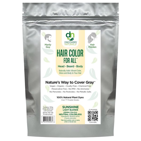 Blonde Henna Hair Color For All Kit | 100% All Natural Hair Dye & Beard Dye Powder (Sunshine Light Blonde) Organic, Herbal & Vegan Chemical & Cruelty Free Permanent Gray Coverage & Tinting