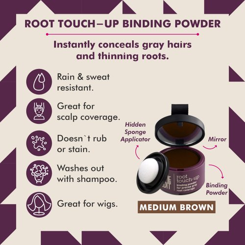Root Touch Up Powder by Style Edit | Medium Brown Hair Color Coverage for Grays and Roots | Mineral-Infused Binding Hairline Concealer | 0.13 oz. Tub