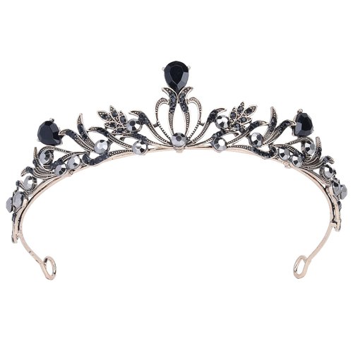 HEWEICSY Baroque Queen Crown Tiara for Women,Black Vintage Tiara for Wedding Brides Princess Tiara Crown for Girls,Costume Hair Accessories for Birthday Prom Cosplay Halloween