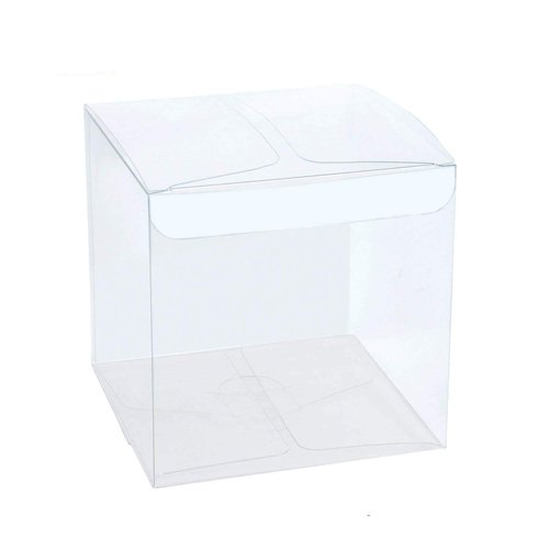 Mose Cafolo 50pcs 2.5x2.5x2.5 inches (6.35x6.35x6.35cm) Clear Plastic Candy Gift Boxes Thick PVC Anti Scratch Holiday Wedding Party Favor (Transparent Cube Box)