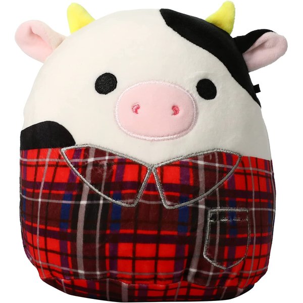 Squishmallow Official Christmas Winter Holiday Kellytoy Plush Squishy Soft Plush Toy Animals (Connor Cow (Plaid Jacket), 7.5 Inch)