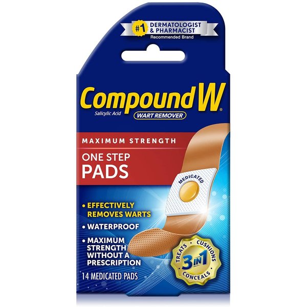 Compound W Maximum Strength One Step Wart Remover Pads | 14 Count | Pack of 3