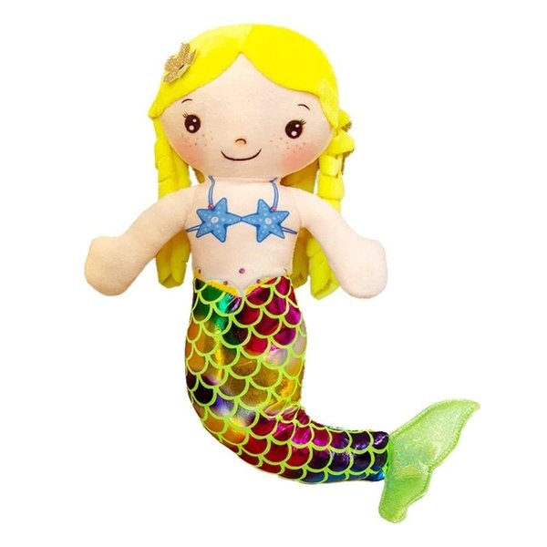 Sasha Square Mermaid Soft Plush Doll Princess for Girls Toddlers & Babies, Mermaid Gifts for Girls, Mermaid Toys, Sirenas para Ninas (Mummy Mermaid - Yellow 50cm)