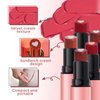 HOSAILY 3 Colors Lipstick Set, Hydrating Tinted Lip Balm with Natural Formula, Fruity Moisturizing Pigmented Matte Lipstick, Long Lasting Waterproof Non-Stick Cup Lip Stain Vivid Lip Makeup, 01+04+05