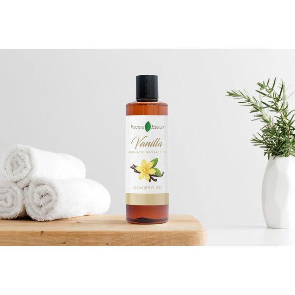 Vanilla Massage Oil for Massage, Body Massage Lotion; Jojoba, Sweet Almond Oil for Skin, Vitamin E, and Pure Vanilla Essential Oil, Body Oil Aceite Para Masajes Relajantes
