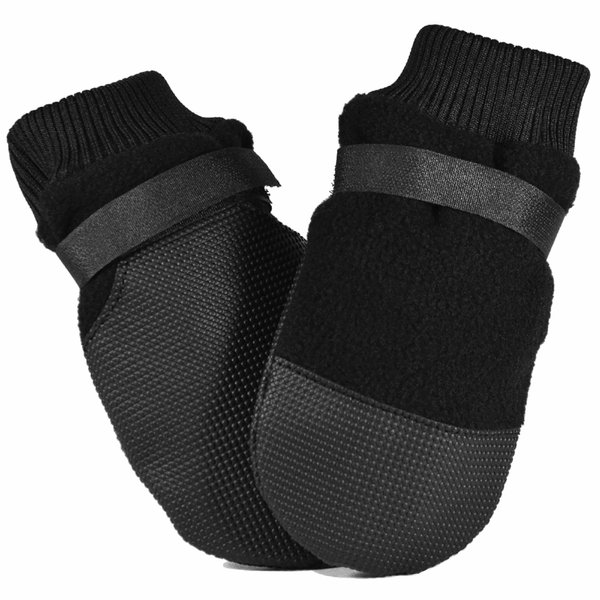 Muttluks Hott Doggers Lightweight Fleece Dog Boots, Extra Itty Bitty, Black, Set of 4