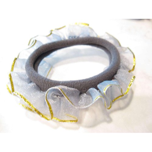 Blue, brown or gray hair tie scrunchie pony tail holder (Primary color: Brown)
