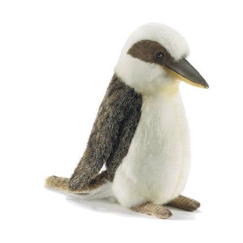 Set of 3 Black and White Handcrafted Kookabura Bird Plush Animals 8.50'