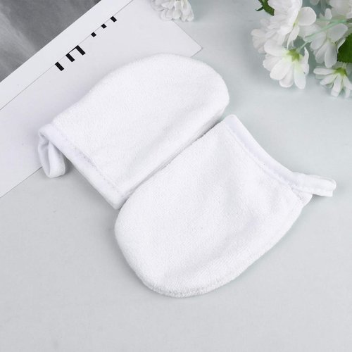 Lurrose 3Pcs Microfiber Face Cleansing Gloves Makeup Remover Face Cleansing Towel Cloth Spa Mitts Soft Washing Tool for Women Ladies Students White