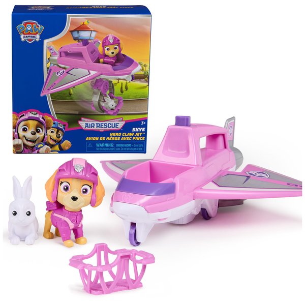 Paw Patrol: Air Rescue Skye Action Figure & Hero Claw Jet Plane with Retractable Claw, Rescue Basket & Bunny, Kids Toys for Boys & Girls Ages 3+