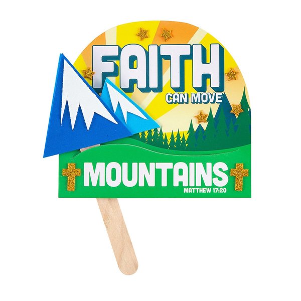 Fun Express 6 1/2" x 6" Faith Can Move Mountains Pop-Up Craft Kit - Makes 12