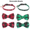 ADOGGYGO Christmas Cat Collar Breakaway with Cute Bow Tie Bell - 2 Pack Kitten Collar Red Green Plaid Xmas Kitten Collar with Removable Bowtie Cat Bow Collar for Cats Kittens (7.5"- 10.5", Red&Green)