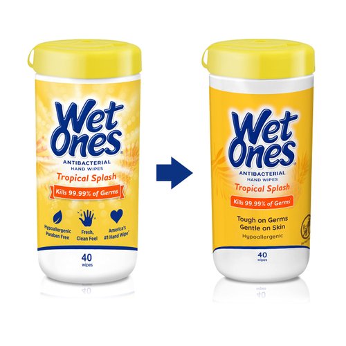 Wet Ones Antibacterial Hand Wipes, Tropical Splash Wipes | Antibacterial Wipes, Hand Sanitizer Wipes, Wet Ones Wipes, 40 ct. Canister
