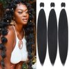 Black Pre stretched Braiding Hair, 26 Inches Kanekalon Box Braids Hair Extensions, 3 Packs Yaki Texture Braiding Hair Pre stretched