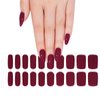 WOKOTO Semi Cured Gel Nail Strips, 20 Pcs Burgundy Red Semi Cured Gel Nail Art Stickers Full Wraps with Nail File & Wood Stick, UV Light Required, Salon Quality, Easy to Apply&Remove
