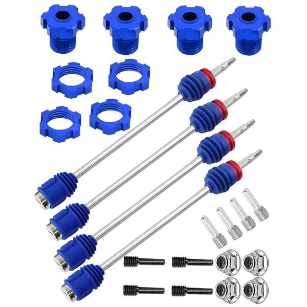 hopsupRC Upgrades Part for 1/10 E-Revo/E-Maxx/T-Maxx/Revo,45# Steel Drive Shaft CVD Front Rear Axles & Aluminum 17mm Wheel Nut & Wheel Hex Hops Up,Navy Blue