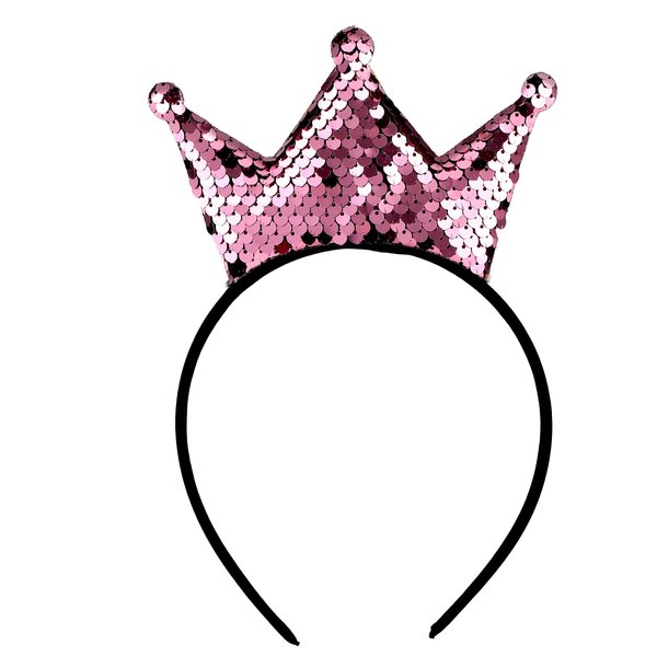 WLLHYF Sequins Crown Headband Christmas Glitter Crowns Hair Band Gold Hair Hoop (pink)