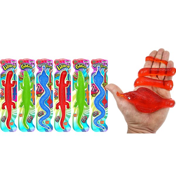 JA-RU Giant Sticky Lizards Stretchy Reptile Toys (6 Packs Assorted) | Fidget Toy, Party Favors, Easter Basket for Kids | Pinata Filler, Bulk Toys, Stocking Stuffer, Goodie Bag Prize Set | 430-6As