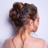 Dizila 7 Pieces Royal Blue Party Prom Wedding Bridal Crystal Rhinestone Vine Leaf Hair Side Combs + Rhinestone U-shaped Hair Pins Headpieces for Brides Bridesmaids Women Girls