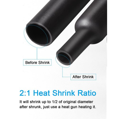 MILAPEAK 650 PCS Heat Shrink Tubing Kit, UL Approved Heat Shrink Tube Wire Wrap, 2:1 Ratio Electrical Cable Sleeve Assortment with Storage Case for Long Lasting Insulation Protection (8 Sizes, Black)