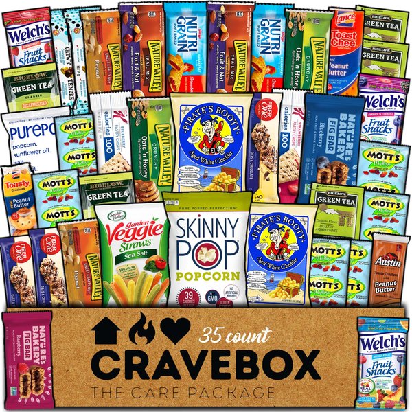 CRAVEBOX Healthy Snack Box (35 Count) Easter Variety Pack Care Package Gift Basket Kid Men Women Adult Nuts Health Nutrition Assortment College