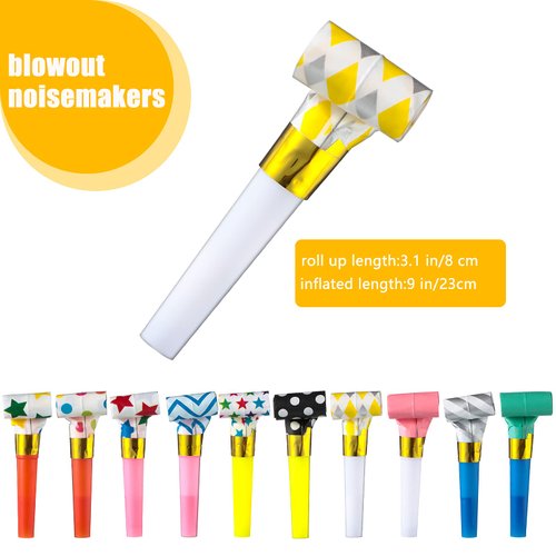 Skylety 20 Pcs Blowouts Noisemakers Funny Party Blowouts Blow Horns Birthday Colorful Noisemakers Whistles Noise Makers for 2024 New Years Birthday Sporting Events Graduation Wedding Party Supplies